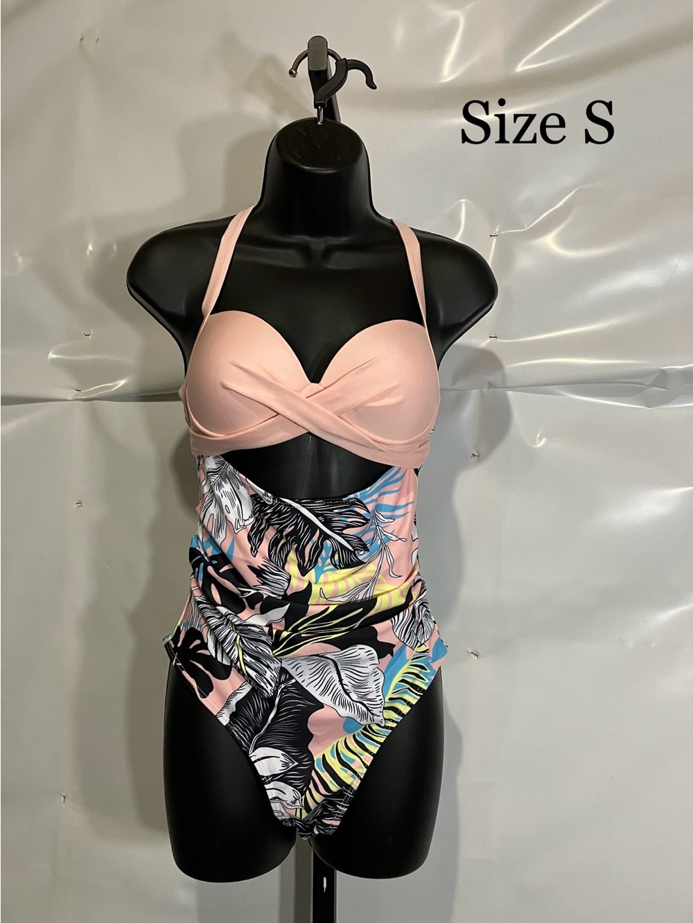 Pink Tropical Twist-Front Women’s One-Piece Swimsuit